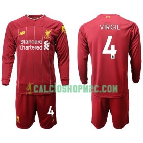 Liverpool Virgil van Dijk 4 Bambino Maglia Prima 2019/2020 Manica Lunga (+ Pantaloncini)